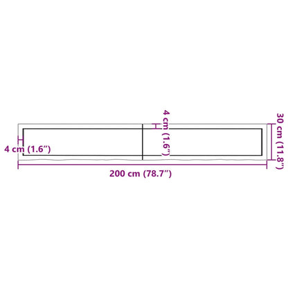 Waschtischplatte Hellbraun 200x30x(2-6) cm Massivholz Behandelt