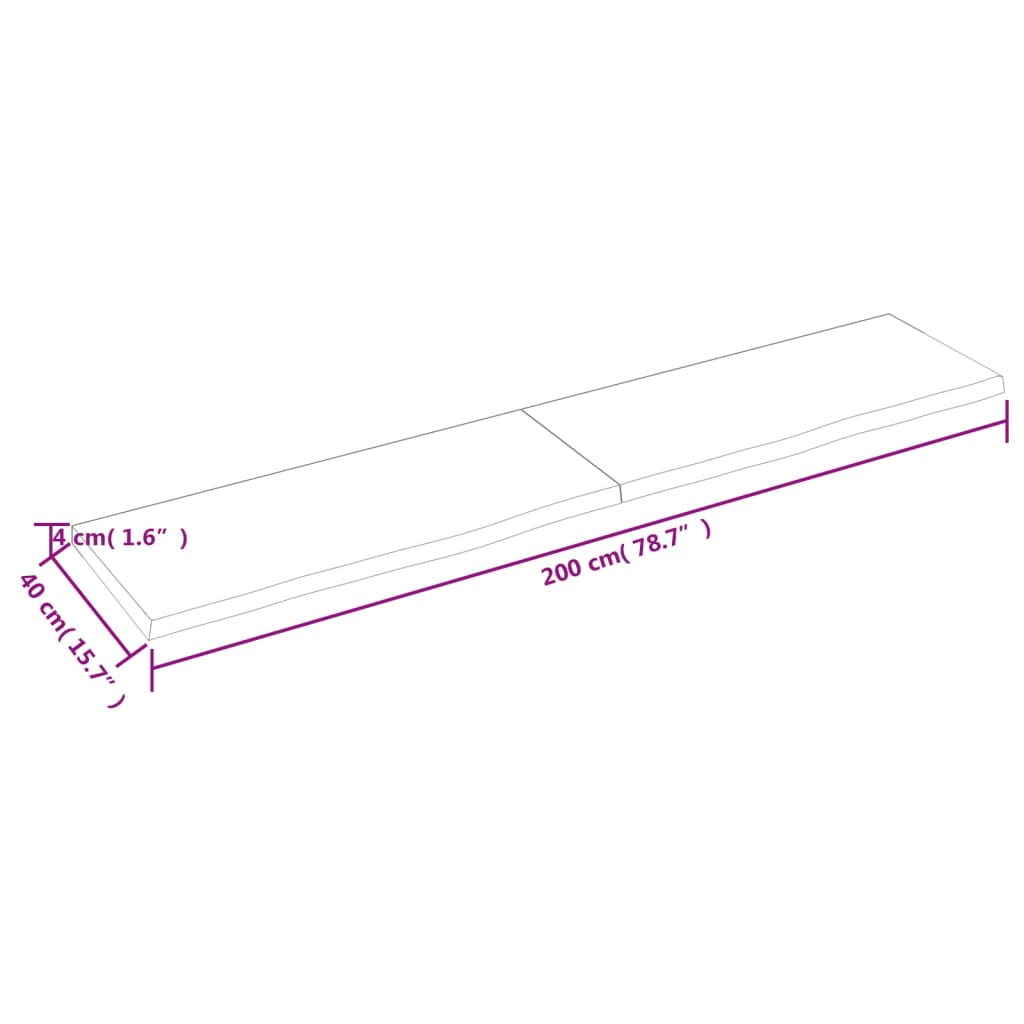 Waschtischplatte Hellbraun 200x40x(2-4) cm Massivholz Behandelt