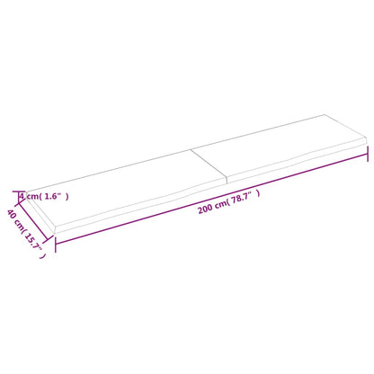 Waschtischplatte Hellbraun 200x40x(2-4) cm Massivholz Behandelt