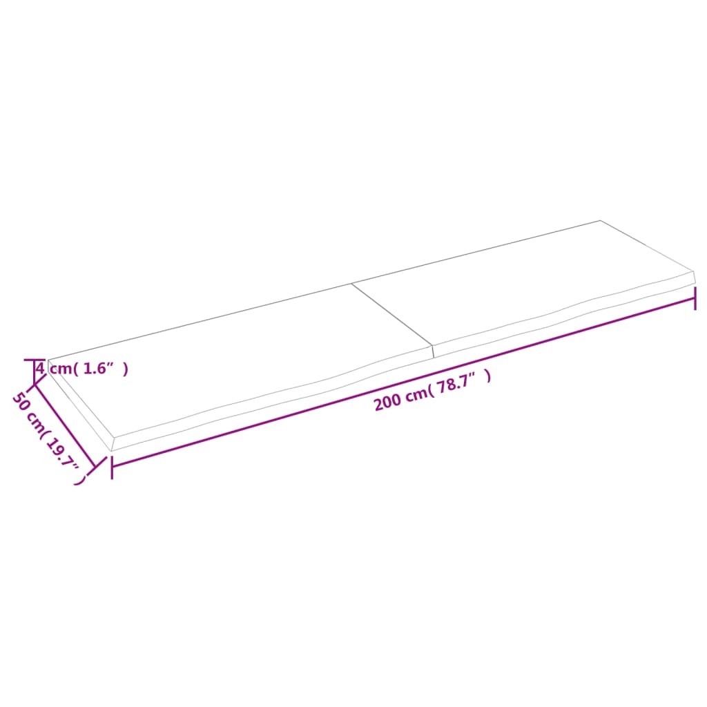 Waschtischplatte Hellbraun 200x50x(2-4) cm Massivholz Behandelt