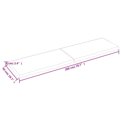 Waschtischplatte Hellbraun 200x50x(2-6) cm Massivholz Behandelt