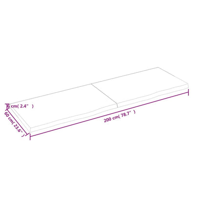 Waschtischplatte Hellbraun 200x60x(2-6) cm Massivholz Behandelt