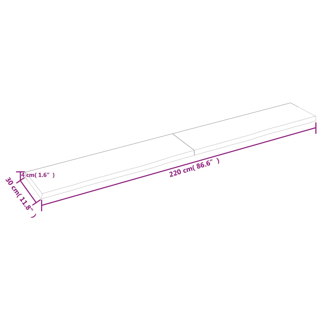 Waschtischplatte Hellbraun 220x30x(2-4) cm Massivholz Behandelt