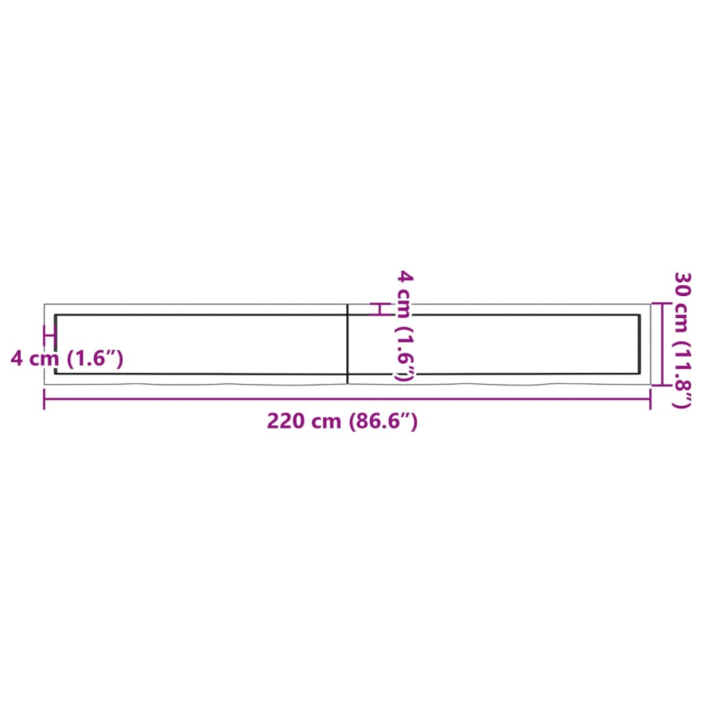 Waschtischplatte Hellbraun 220x30x(2-6) cm Massivholz Behandelt