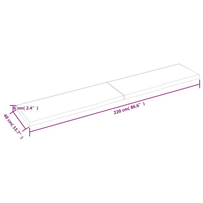 Waschtischplatte Hellbraun 220x40x(2-6) cm Massivholz Behandelt