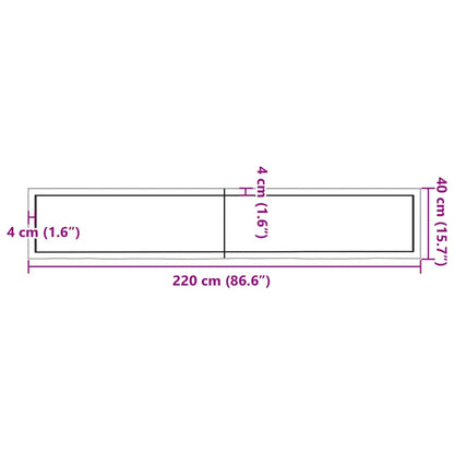 Waschtischplatte Hellbraun 220x40x(2-6) cm Massivholz Behandelt