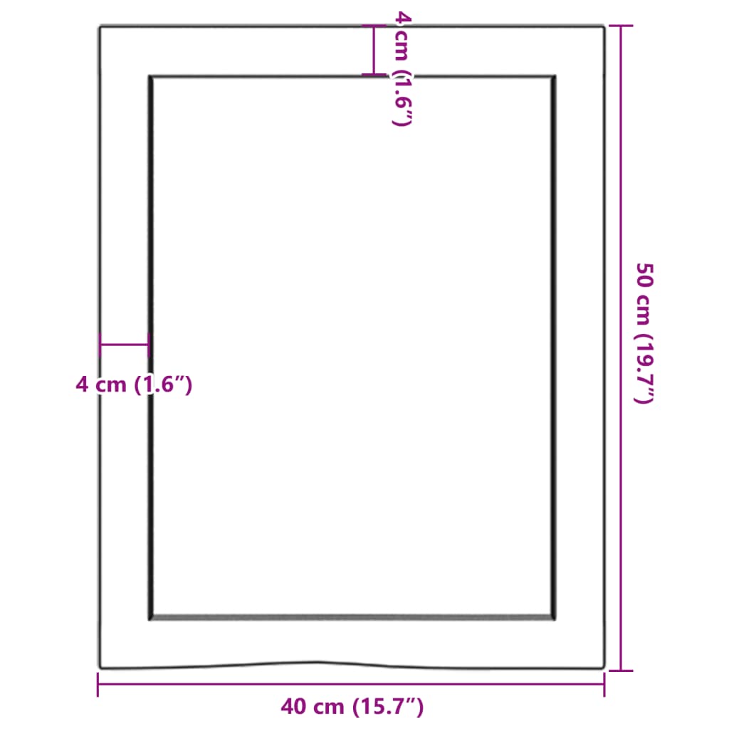 Waschtischplatte Dunkelbraun 40x50x(2-6)cm Massivholz Behandelt