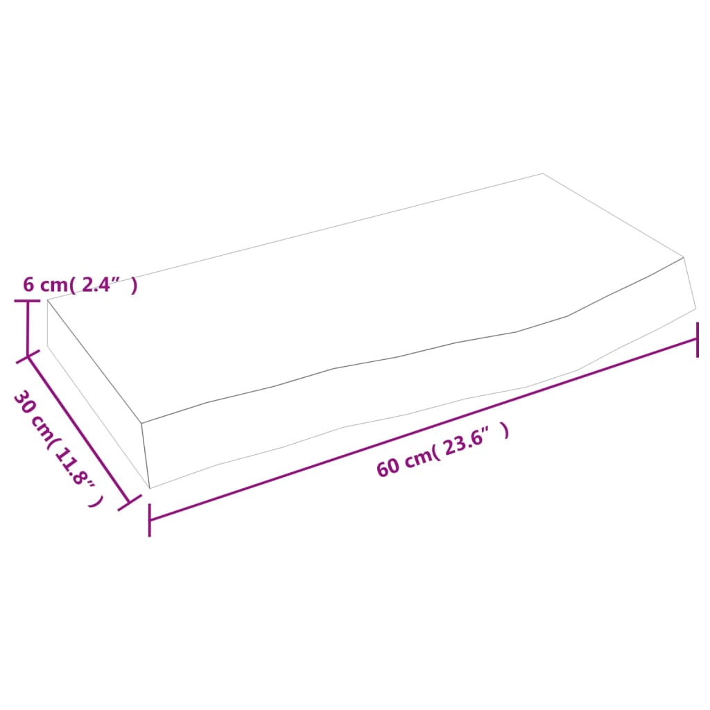 Waschtischplatte Dunkelgrau 60x30x(2-6) cm Massivholz Behandelt