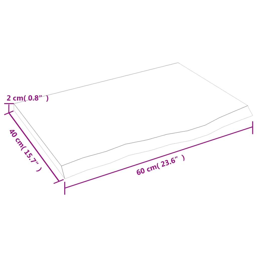 Waschtischplatte Dunkelgrau 60x40x2 cm Massivholz Behandelt