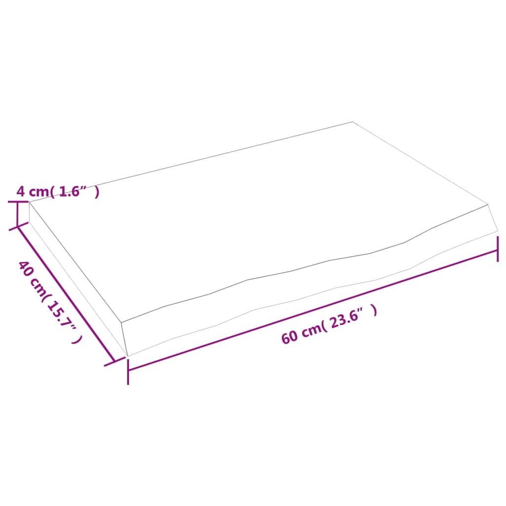 Waschtischplatte Dunkelgrau 60x40x(2-4) cm Massivholz Behandelt