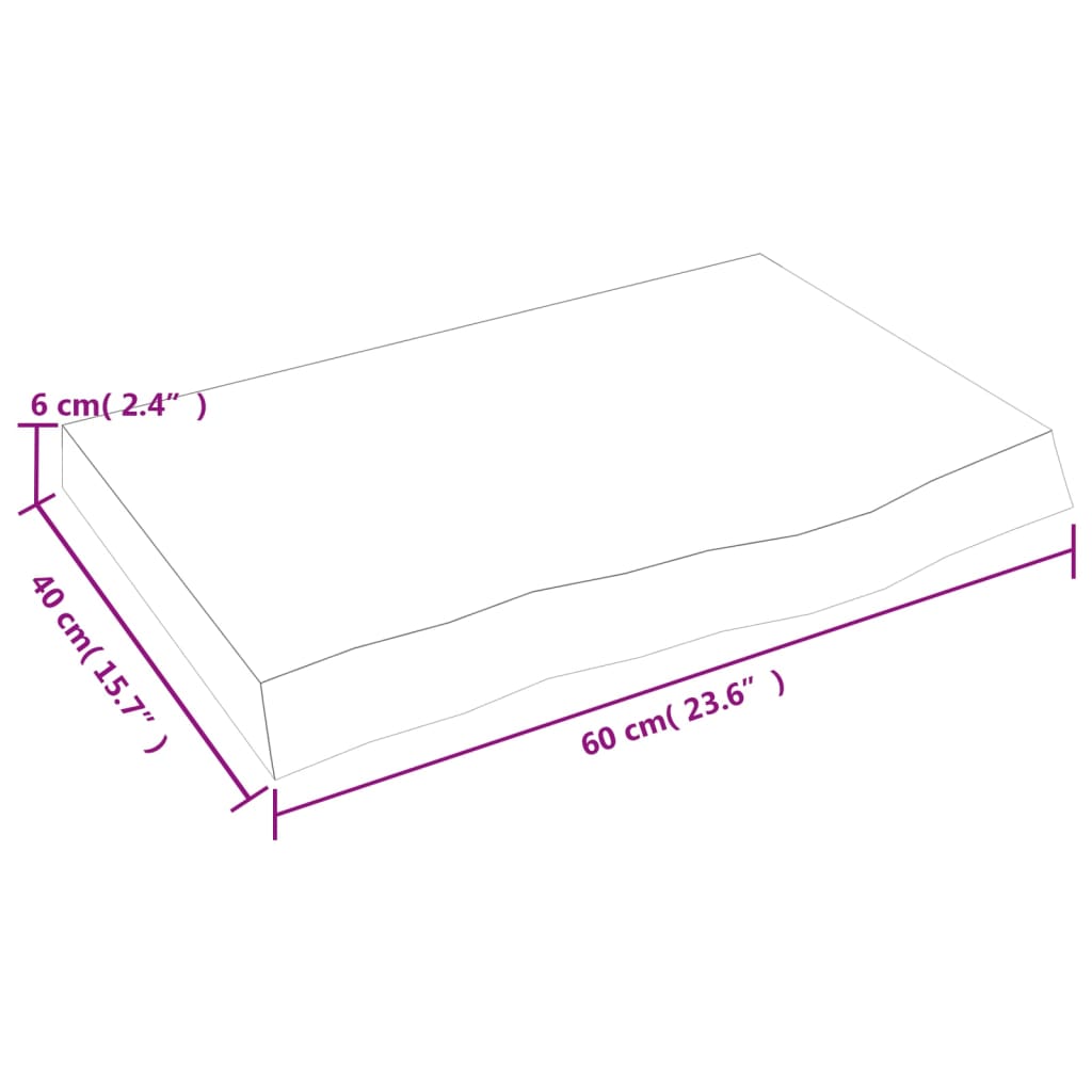 Waschtischplatte Dunkelgrau 60x40x(2-6) cm Massivholz Behandelt