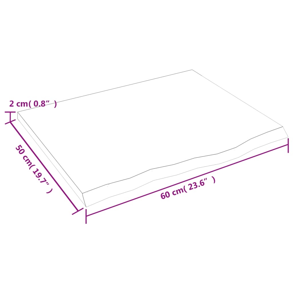 Waschtischplatte Dunkelgrau 60x50x2 cm Massivholz Behandelt