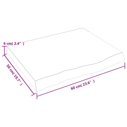 Waschtischplatte Dunkelgrau 60x50x(2-6) cm Massivholz Behandelt