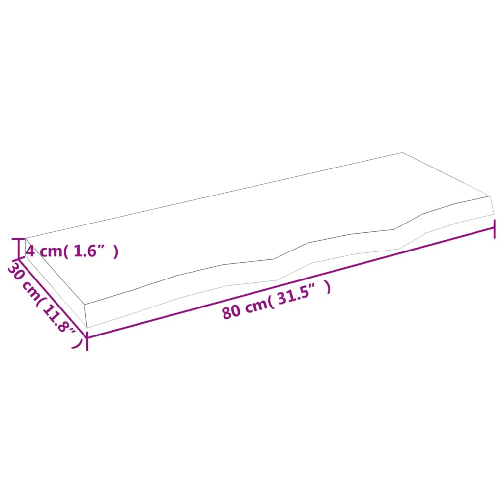 Waschtischplatte Dunkelbraun 80x30x(2-4)cm Massivholz Behandelt