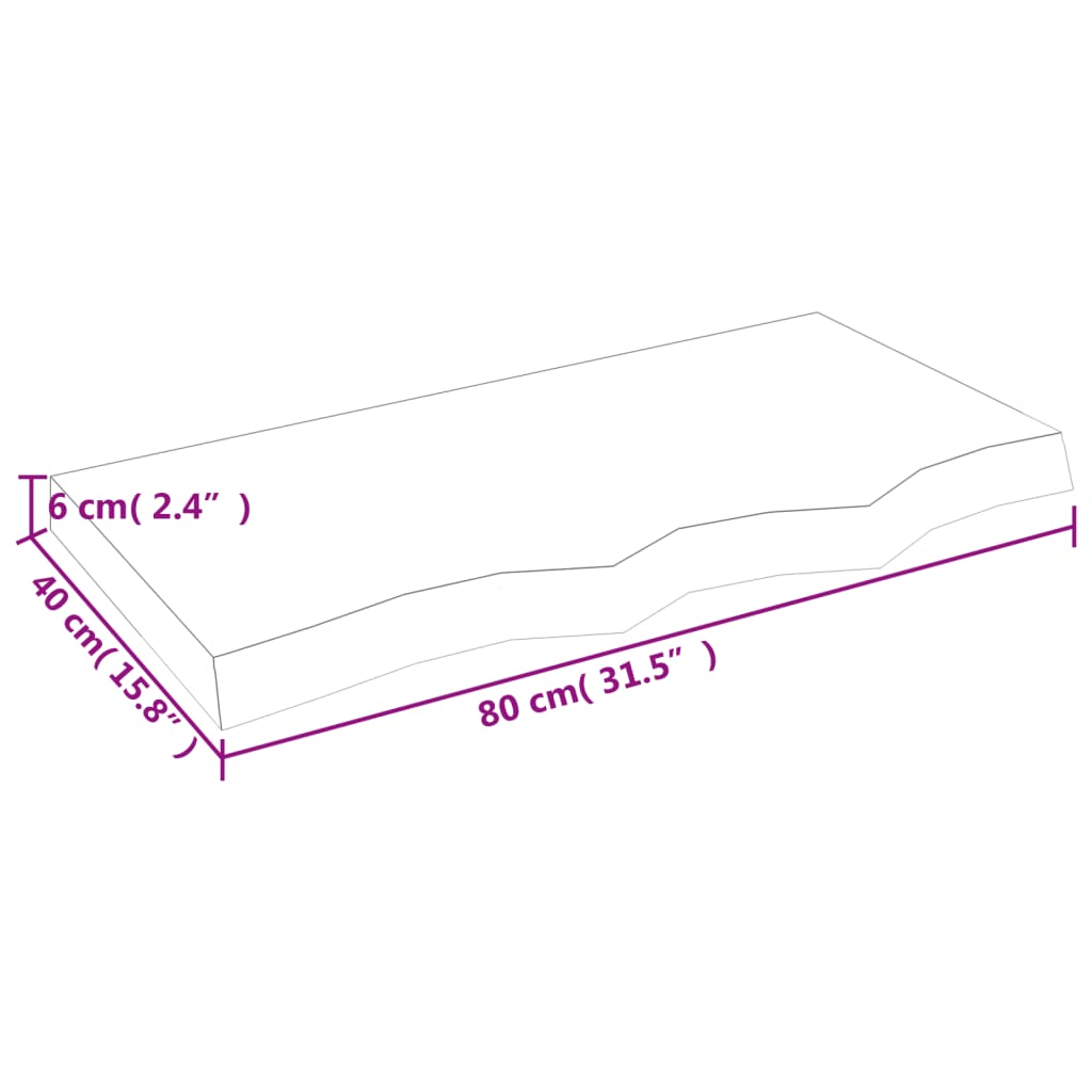 Waschtischplatte Dunkelgrau 80x40x(2-6) cm Massivholz Behandelt