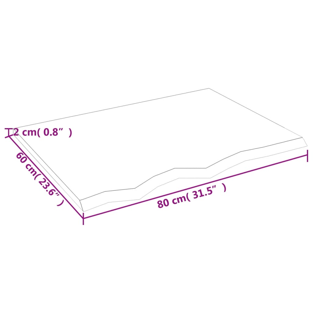 Waschtischplatte Dunkelgrau 80x60x2 cm Massivholz Behandelt