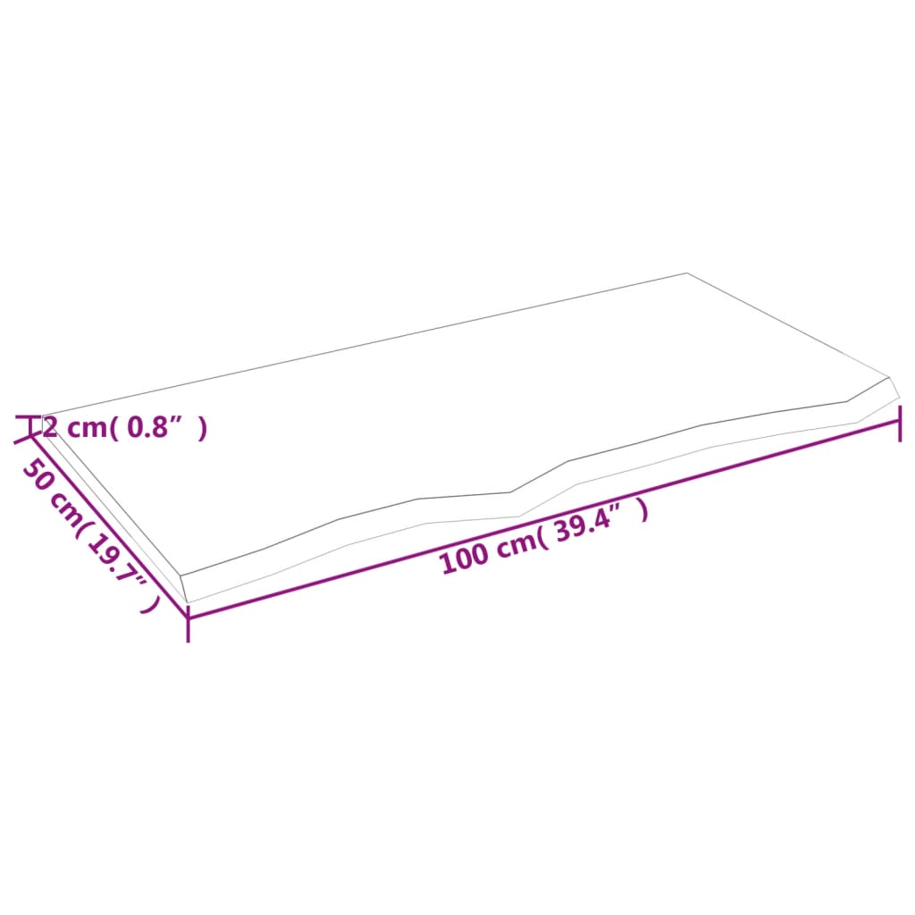 Waschtischplatte Dunkelgrau 100x50x2 cm Massivholz Behandelt