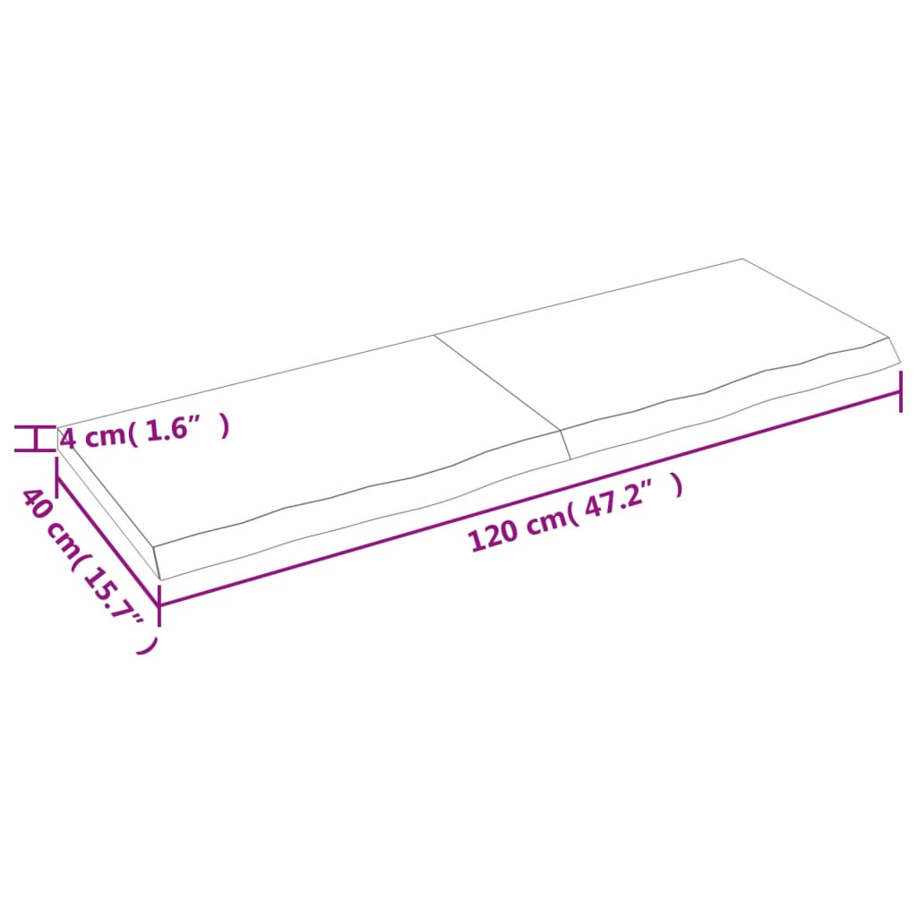 Waschtischplatte Dunkelbraun 120x40x(2-4)cm Massivholz