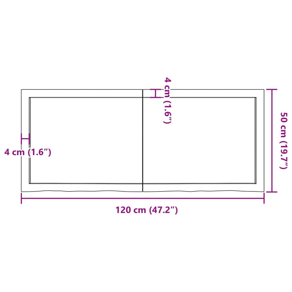 Waschtischplatte Dunkelbraun 120x50x(2-4)cm Massivholz