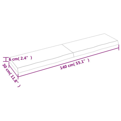 Waschtischplatte Dunkelbraun 140x30x(2-6)cm Massivholz