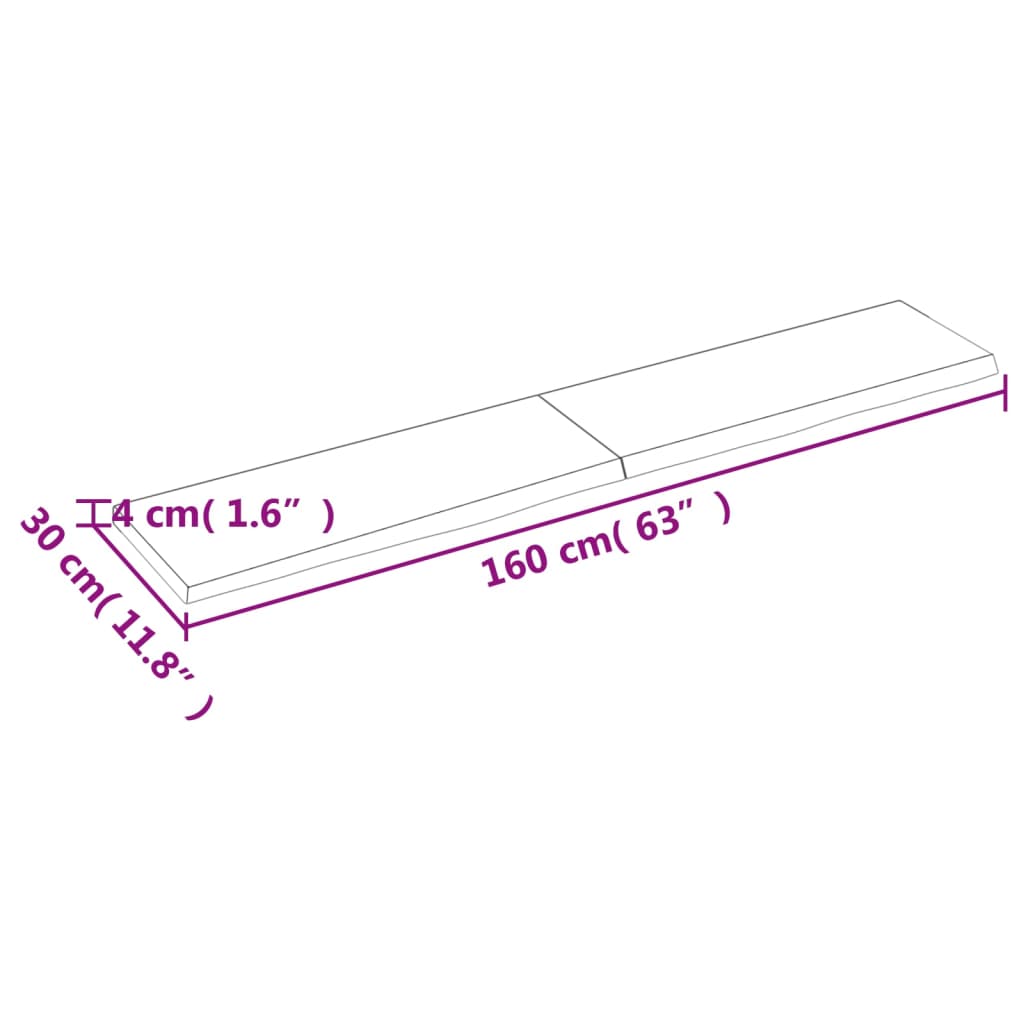 Waschtischplatte Dunkelbraun 160x30x(2-4)cm Massivholz