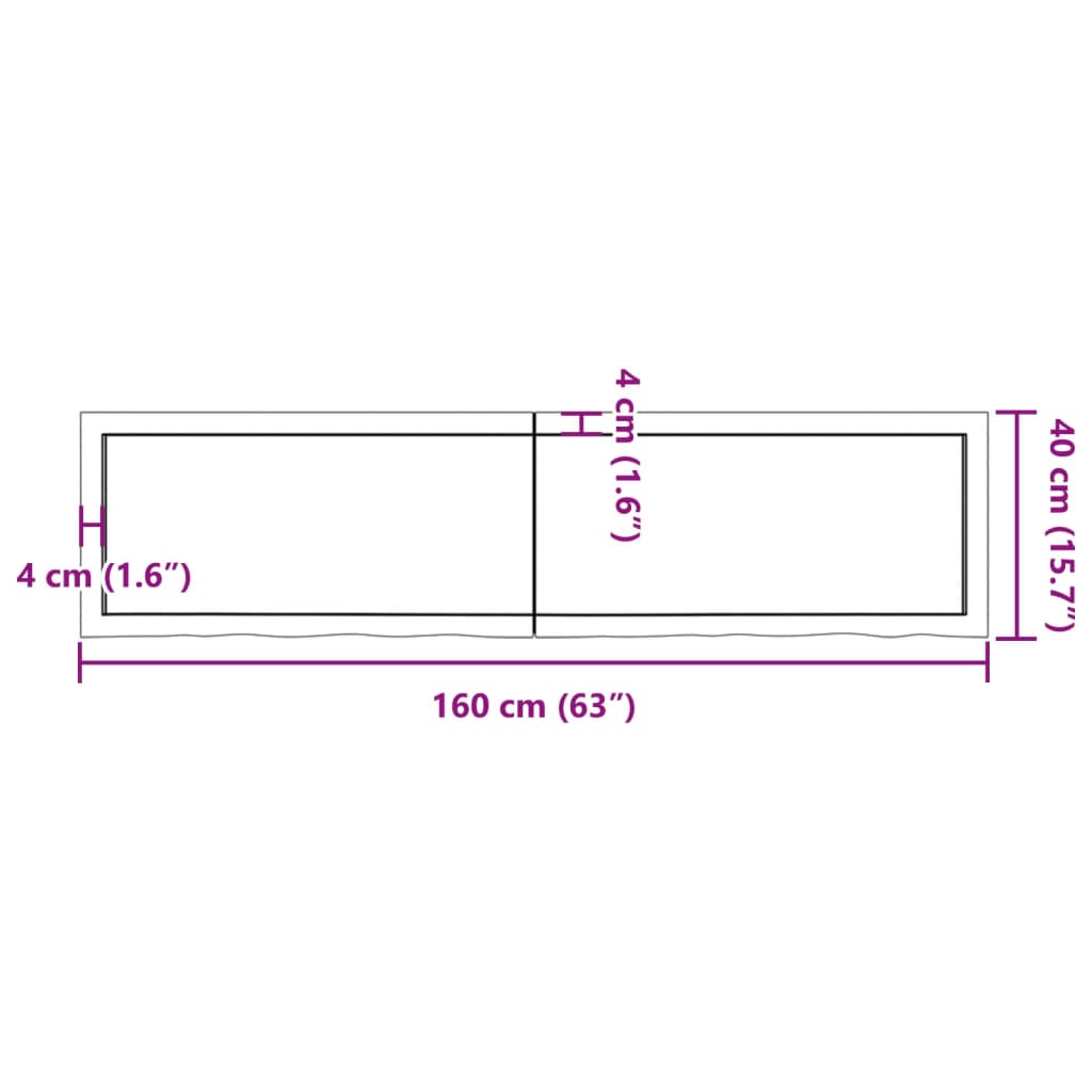 Waschtischplatte Dunkelbraun 160x40x(2-4)cm Massivholz