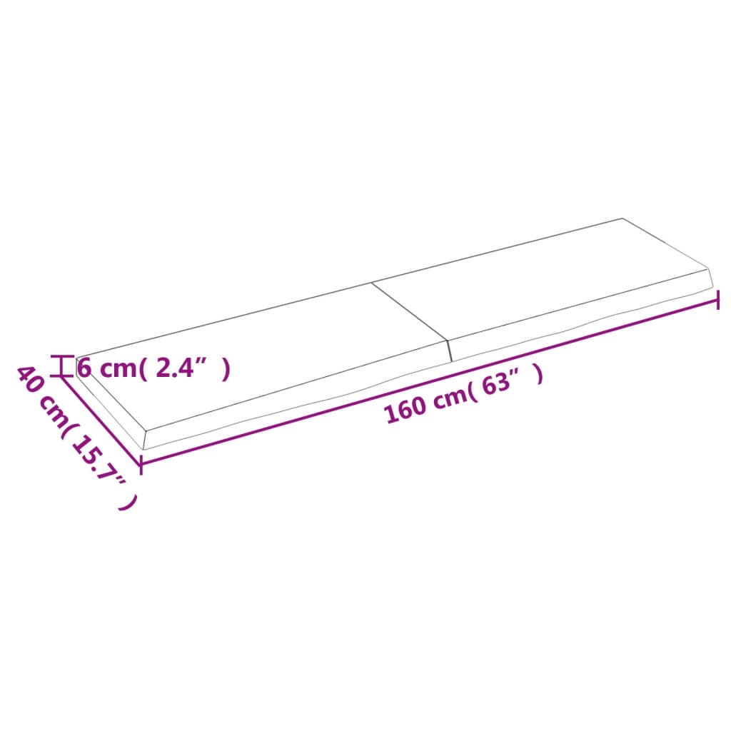 Waschtischplatte Dunkelbraun 160x40x(2-6)cm Massivholz