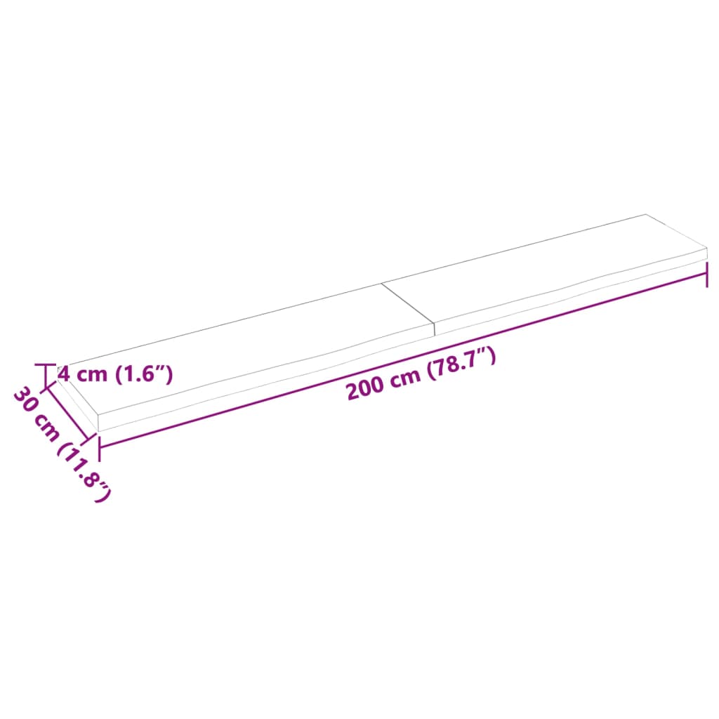 Waschtischplatte Dunkelgrau 200x30x(2-4)cm Massivholz Behandelt