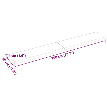 Waschtischplatte Dunkelgrau 200x30x(2-4)cm Massivholz Behandelt