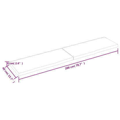 Waschtischplatte Dunkelbraun 200x40x(2-6)cm Massivholz