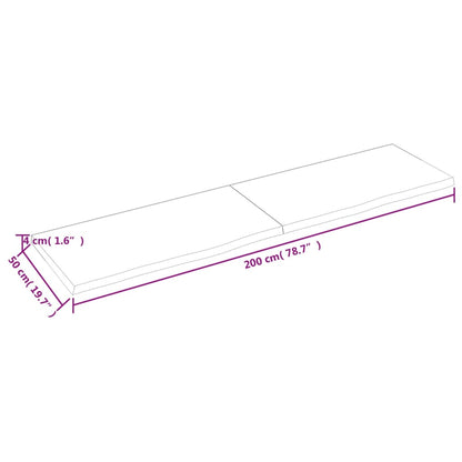 Waschtischplatte Dunkelbraun 200x50x(2-4)cm Massivholz