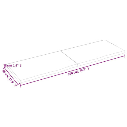 Waschtischplatte Dunkelbraun 200x60x(2-4)cm Massivholz