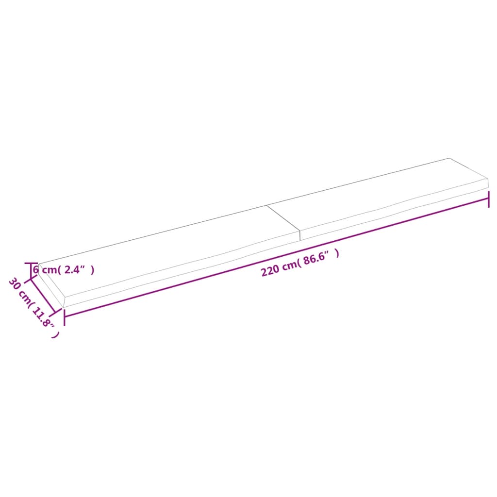 Waschtischplatte Dunkelbraun 220x30x(2-6)cm Massivholz