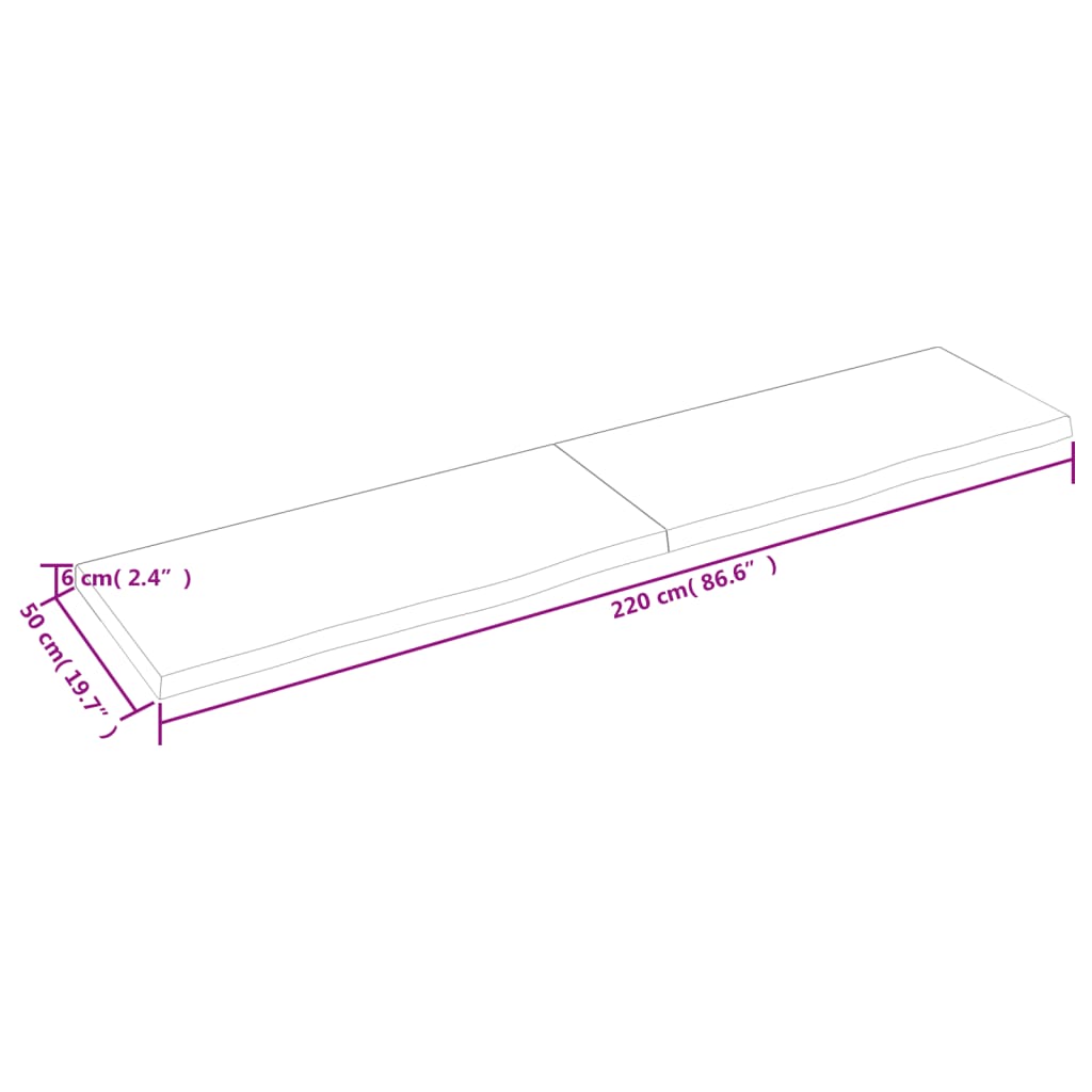 Waschtischplatte Dunkelbraun 220x50x(2-6)cm Massivholz