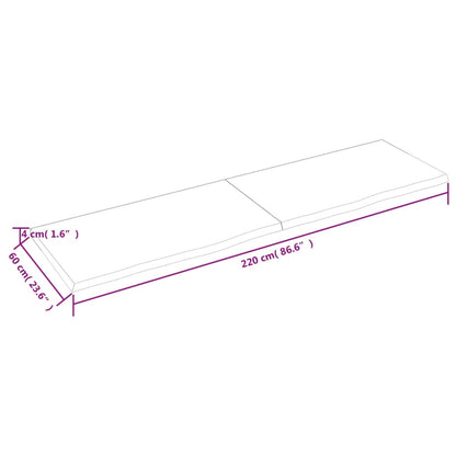 Waschtischplatte Dunkelbraun 220x60x(2-4)cm Massivholz