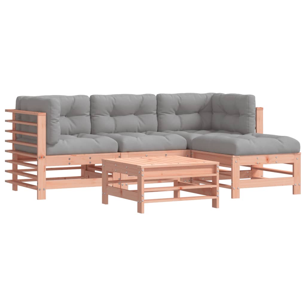 5-tlg. Garten-Lounge-Set mit Kissen Massivholz Douglasie