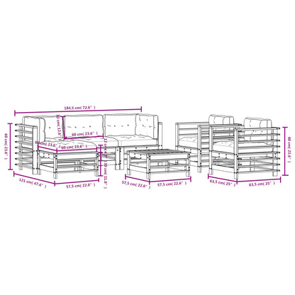 7-tlg. Garten-Lounge-Set mit Kissen Massivholz