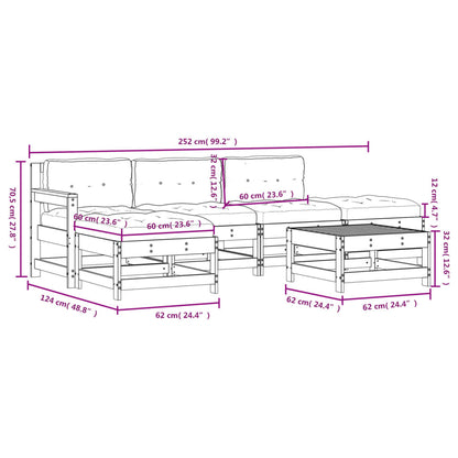 6-tlg. Garten-Lounge-Set mit Kissen Honigbraun Massivholz