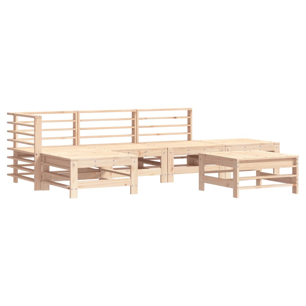 6-tlg. Garten-Lounge-Set mit Kissen Massivholz