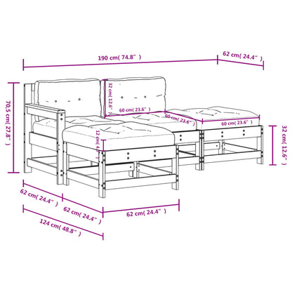 4-tlg. Garten-Lounge-Set mit Kissen Kiefernholz Imprägniert