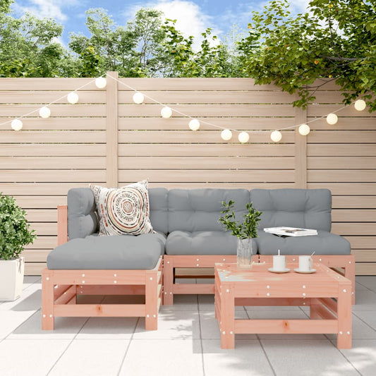 5-tlg. Garten-Lounge-Set mit Kissen Massivholz Douglasie