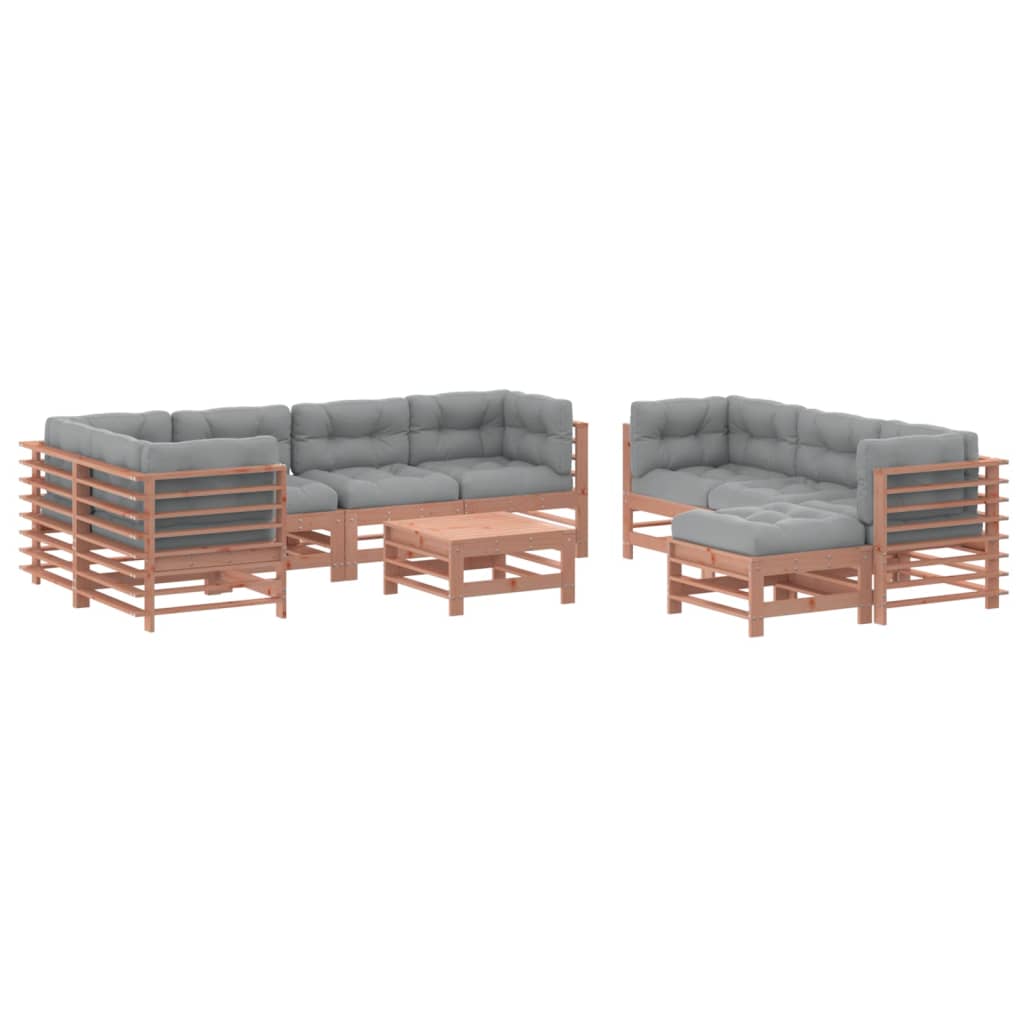 10-tlg. Garten-Lounge-Set mit Kissen Massivholz Douglasie