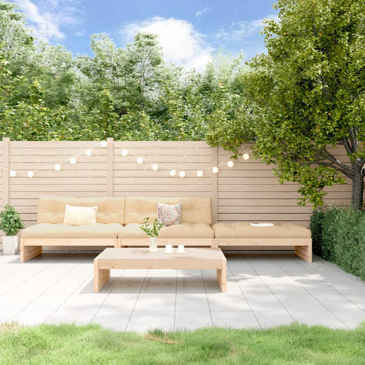 4-tlg. Garten-Lounge-Set mit Kissen Massivholz