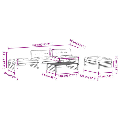 5-tlg. Garten-Lounge-Set mit Kissen Imprägniertes Kiefernholz