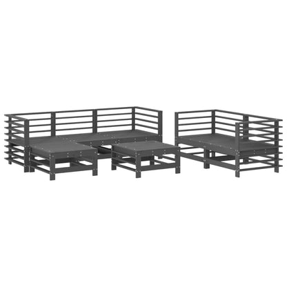 7-tlg. Garten-Lounge-Set Grau Massivholz Kiefer