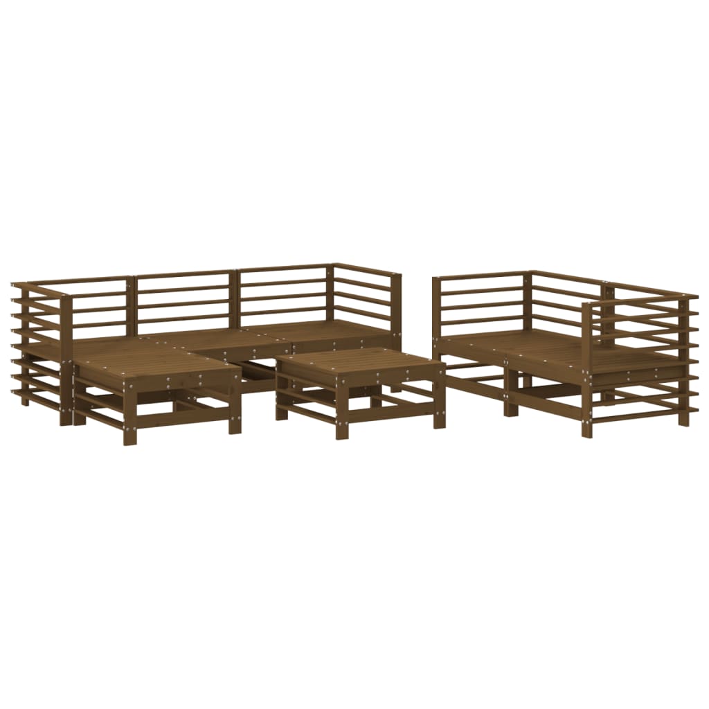 7-tlg. Garten-Lounge-Set Honigbraun Massivholz Kiefer