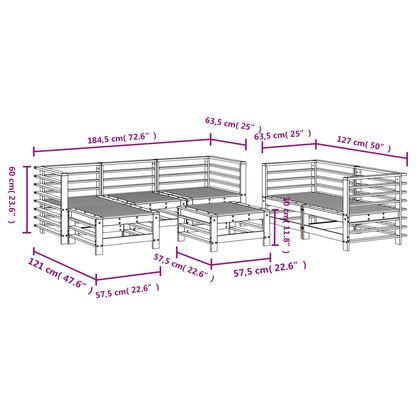 7-tlg. Garten-Lounge-Set Honigbraun Massivholz Kiefer