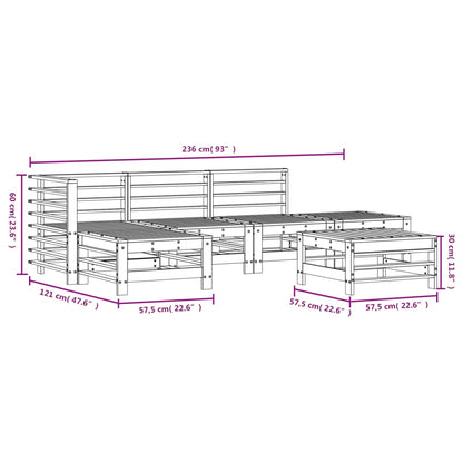 6-tlg. Garten-Lounge-Set Honigbraun Massivholz Kiefer