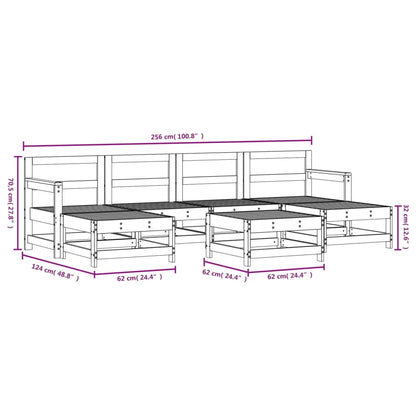 7-tlg. Garten-Lounge-Set Grau Massivholz Kiefer