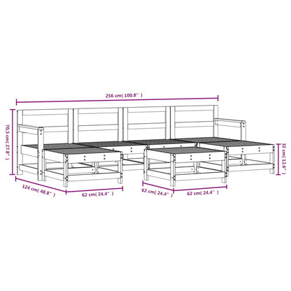 7-tlg. Garten-Lounge-Set Grau Massivholz Kiefer